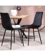 כסא פינת אוכל שחור בד קטיפה דגם ARROW