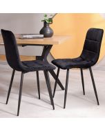 כסא פינת אוכל שחור בד קטיפה דגם BLOKI