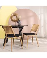 כסא פינת אוכל טבעי גב דמוי ראטן דגם CHARM