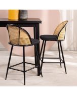 כסא בר שחור גב דמוי ראטן דגם CHARMER