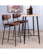 כסא בר משענת גב חום דמוי עור דגם MOLDO