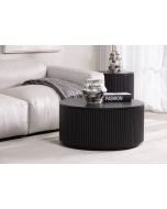 שולחן סלון עגול פורניר אלון בגוון שחור קוטר 80 ס"מ דגם TULSI