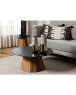 שולחן סלון עץ עגול בגוון טבעי קוטר 80 ס"מ דגם בלאקס