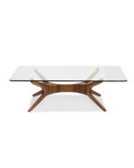 שולחן סלון זכוכית משולב עץ אגוז 120*60 סמ דגם AMSTERDAM