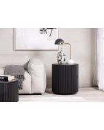 שולחן צד עגול פורניר אלון בגוון שחור קוטר 50 ס"מ דגם TULSI