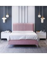 מיטה ברוחב וחצי 120x190 מרופדת קטיפה דגם ונסה גוון ורוד
