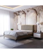 מיטה זוגית 140x190 מרופדת קטיפה דגם ונסה גוון מוקה