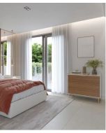 קומודה בגוון עץ ופרזול זהב דגם ענבר