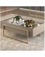 שולחן סלון בגוון מוקה וזהב דגם מלודי