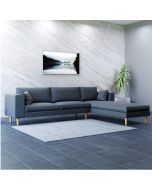 סלון פינתי מפואר דגם לאונרדו גוון אפור שזלונג צד ימין