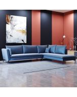 סלון פינתי מפואר דגם סלסטה שזלונג צד ימין גוון כחול