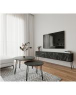 סט מזנון רוחב 1.8 מטר וזוג שולחנות לסלון בעיצוב גרניט שחור