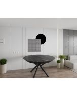 שולחן פינת אוכל עגול נפתח דמוי שיש דגם גרניט שחור