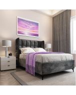 מיטה זוגית בד קטיפה דגם קלואי 140x190 גוון אפור