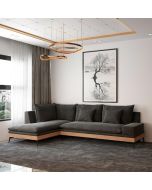 מערכת ישיבה פינתית 3 מטר דגם אביה בגוון שחור