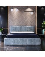 מיטה ברוחב וחצי 120x190 מרופדת קטיפה דגם גריזלי גוון אפור כהה