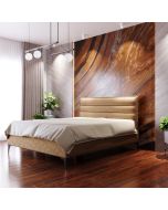 מיטה זוגית בד קטיפה דגם גיזל 140x190 גוון נס קפה