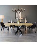 פינת אוכל עגולה נפתחת עץ טבעי + 4 כסאות דמוי עור דגם ונוס גוון שחור