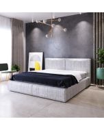 מיטה זוגית 140x190 מרופדת קטיפה דגם גריזלי גוון אפור בהיר