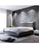 מיטה זוגית בד קטיפה דגם גיזל 160x200 גוון אפור