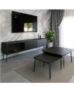 סט מזנון 200 ס"מ וזוג שולחנות לסלון דגם איסלנד בלאק