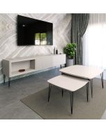 סט מזנון 180 ס"מ וזוג שולחנות לסלון דגם איסלנד שלג