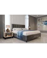 מיטה ברוחב וחצי בד קטיפה דגם אליסיה 120x190 גוון אפור