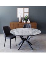 שולחן פינת אוכל עגול מעץ קוטר 1.20 דגם שיש אפור