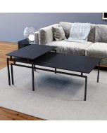 זוג שולחנות סלון מעוצבים דגם ברידג’ בגוון פורניר אלון מושחר