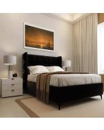 מיטה זוגית בד קטיפה דגם קלואי 140x190 גוון שחור