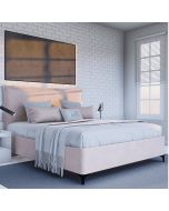 מיטה זוגית בד קטיפה דגם חאליסי 140x190 גוון ורוד