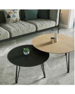 זוג שולחנות סלון סדרת שחור משולב אלון