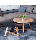 זוג שולחנות סלון דגם יופיטר בגוון שחור בשילוב אלון