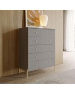 קומודה 5 מגירות אפור מבריק ופרזול זהב דגם חושן