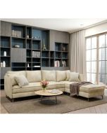 מערכת ישיבה פינתית מבד מעוצבת דגם ליאם בגוון שמנת