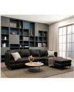 מערכת ישיבה פינתית מבד מעוצבת דגם ליאם בגוון שחור