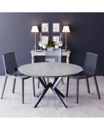 פינת אוכל עגולה בגוון גרניט אפור דגם פיזה עם 4 כסאות בגוון אפור