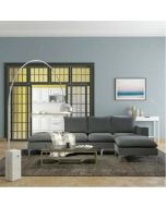 מערכת ישיבה מודולארית מבד קטיפתי עם 2 הדומים דגם אושר בגוון אפור כהה