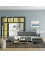 מערכת ישיבה מודולארית מבד קטיפתי עם 2 הדומים דגם אושר בגוון אפור בהיר