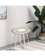 שולחן קוטר 50 ס"מ עם תאורת לד ובלוטוס בגוון לבן דגם 20189